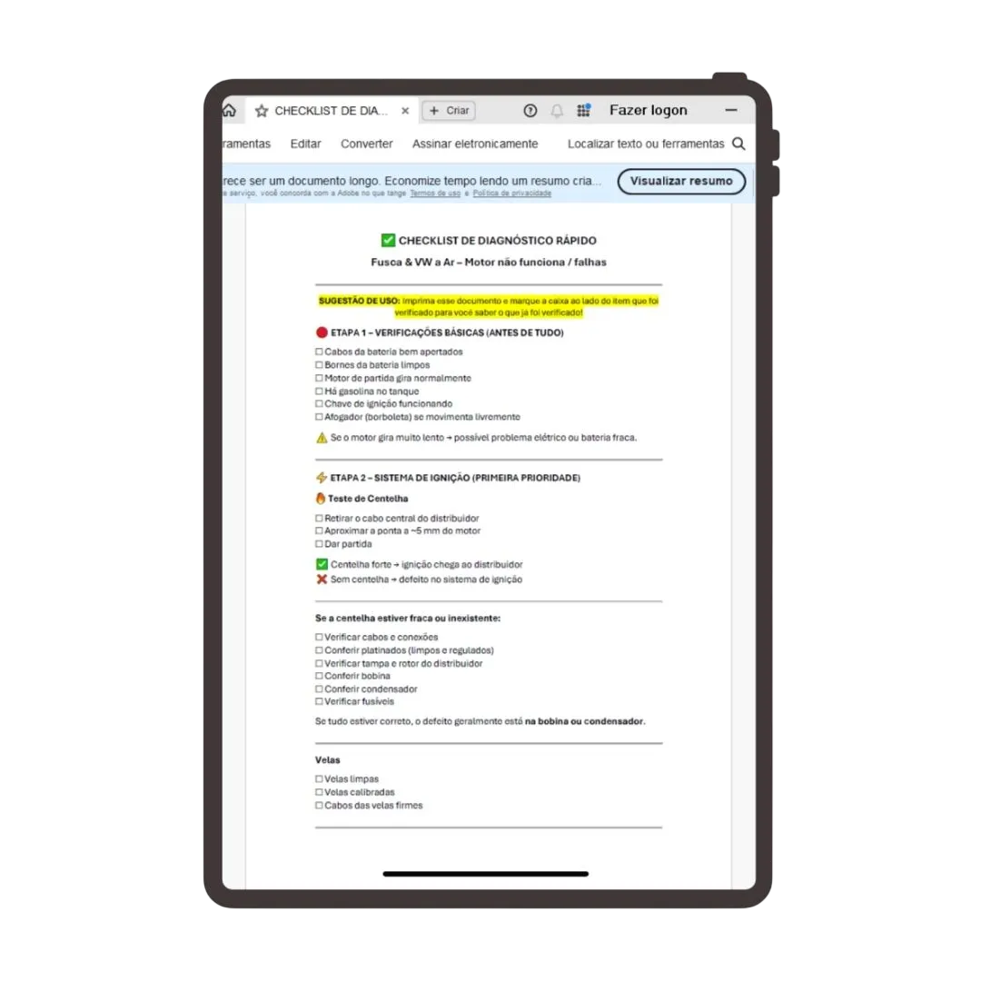 BÔNUS: CHECKLIST DE DIAGNÓSTICO RÁPIDO